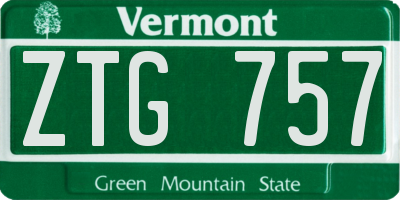 VT license plate ZTG757