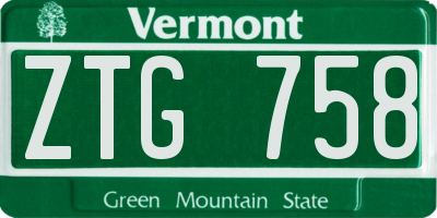 VT license plate ZTG758