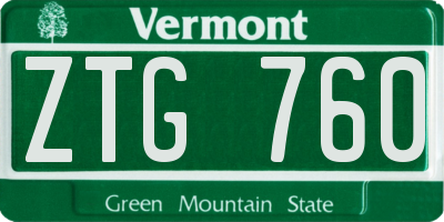 VT license plate ZTG760