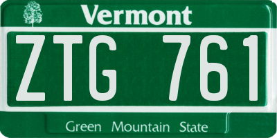 VT license plate ZTG761