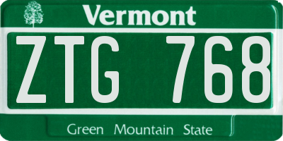 VT license plate ZTG768