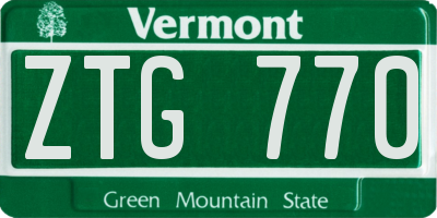 VT license plate ZTG770