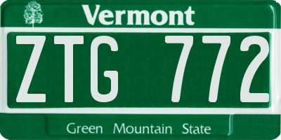 VT license plate ZTG772