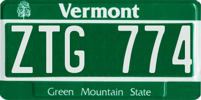 VT license plate ZTG774