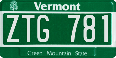 VT license plate ZTG781