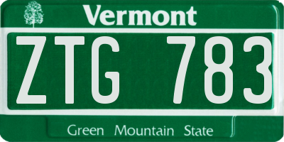VT license plate ZTG783
