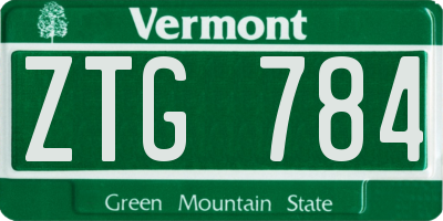 VT license plate ZTG784
