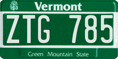 VT license plate ZTG785