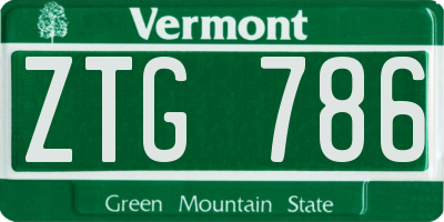 VT license plate ZTG786