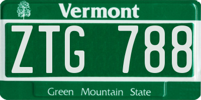 VT license plate ZTG788