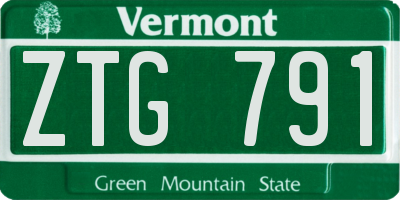 VT license plate ZTG791
