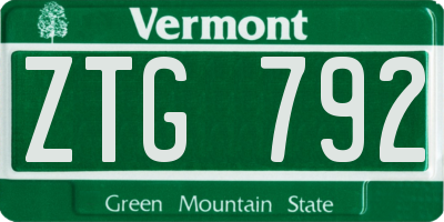 VT license plate ZTG792