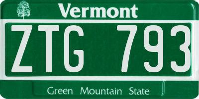 VT license plate ZTG793
