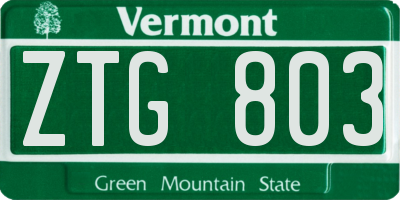 VT license plate ZTG803