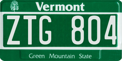 VT license plate ZTG804