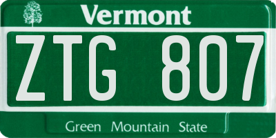 VT license plate ZTG807