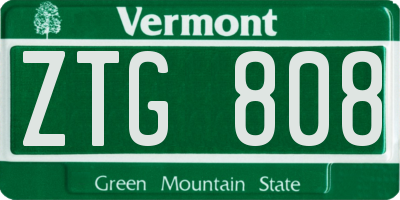 VT license plate ZTG808