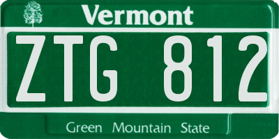 VT license plate ZTG812