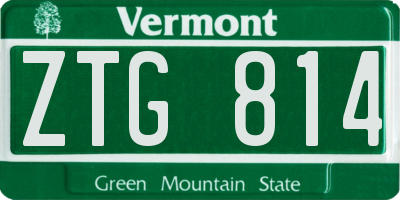 VT license plate ZTG814