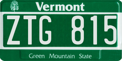 VT license plate ZTG815