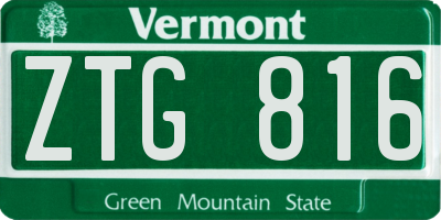 VT license plate ZTG816