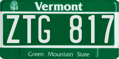 VT license plate ZTG817