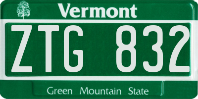 VT license plate ZTG832