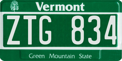VT license plate ZTG834