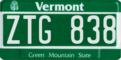 VT license plate ZTG838