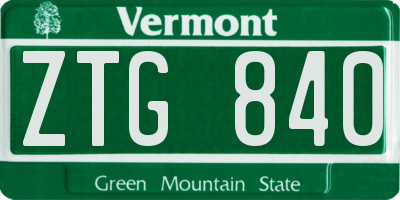 VT license plate ZTG840