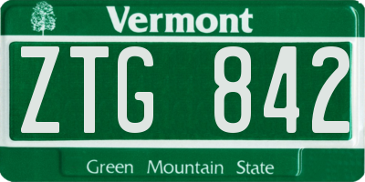 VT license plate ZTG842