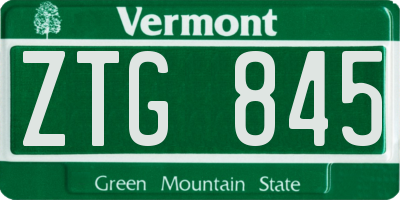 VT license plate ZTG845