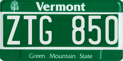 VT license plate ZTG850