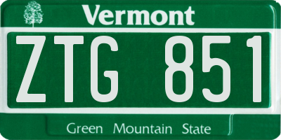 VT license plate ZTG851