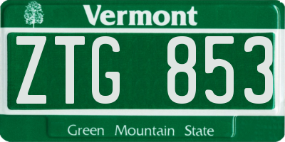 VT license plate ZTG853