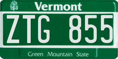 VT license plate ZTG855