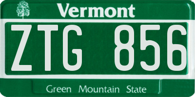 VT license plate ZTG856