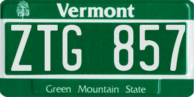 VT license plate ZTG857