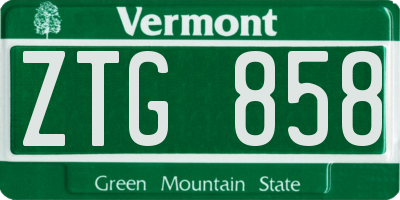 VT license plate ZTG858