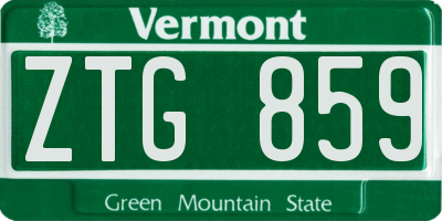 VT license plate ZTG859