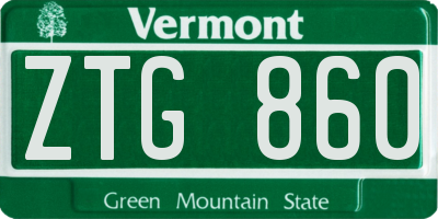VT license plate ZTG860