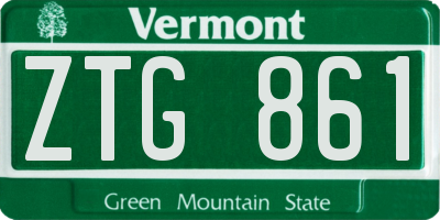 VT license plate ZTG861