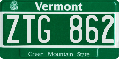 VT license plate ZTG862