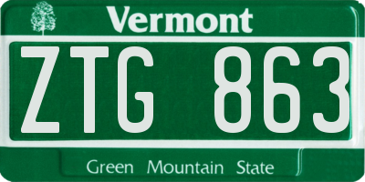 VT license plate ZTG863
