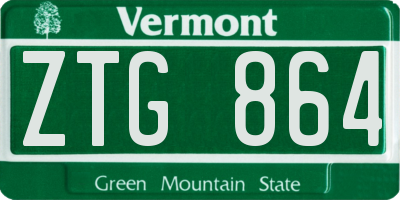 VT license plate ZTG864