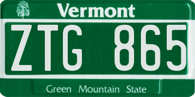 VT license plate ZTG865