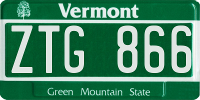 VT license plate ZTG866