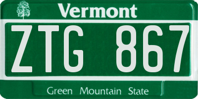 VT license plate ZTG867