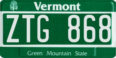 VT license plate ZTG868