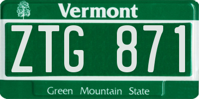 VT license plate ZTG871